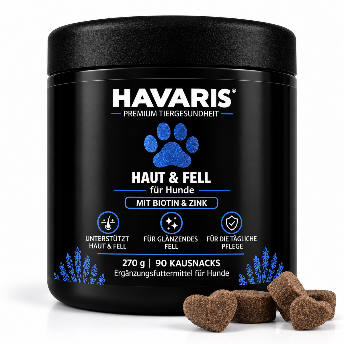 HAVARIS® Haut & Fell für Hunde | 90 Kausnacks | 270 g
