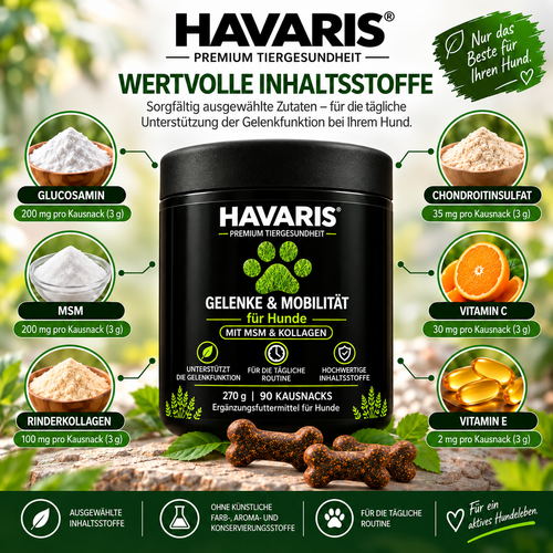 HAVARIS® Gelenke & Mobilität für Hunde | 90 Kausnacks | 270 g