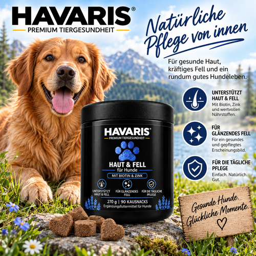 HAVARIS® Haut & Fell für Hunde | 90 Kausnacks | 270 g