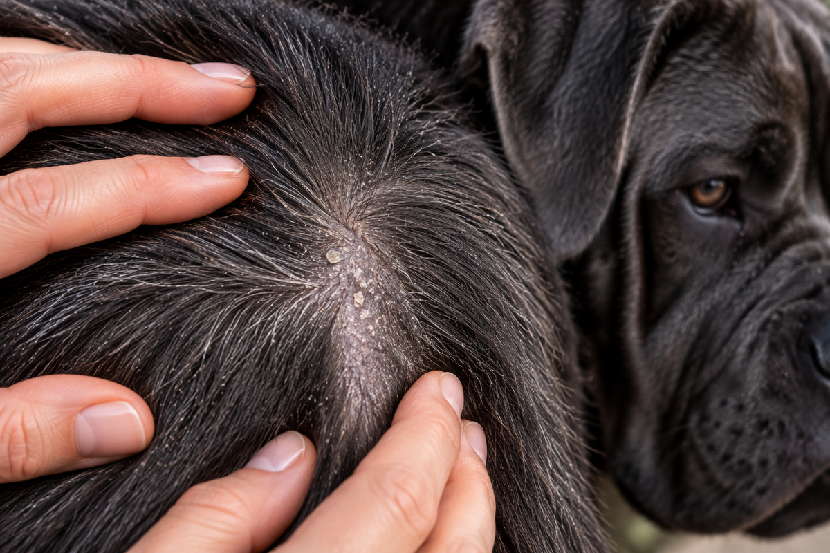 Hund mit stumpfem Fell und trockener Haut