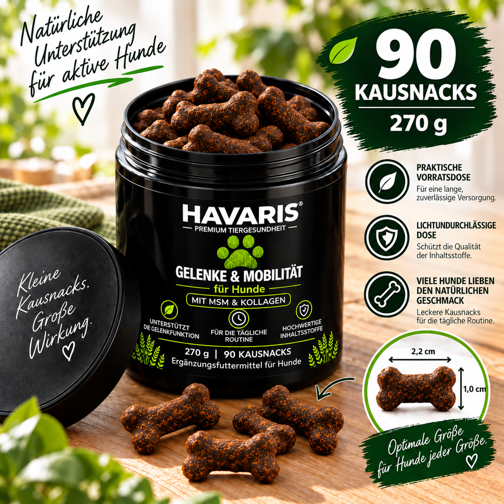 HAVARIS® Gelenke & Mobilität für Hunde | 90 Kausnacks | 270 g