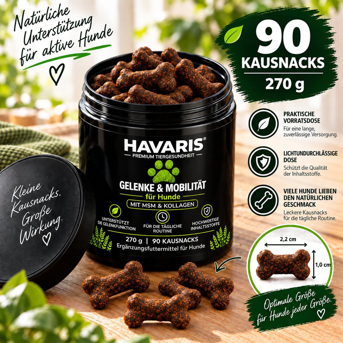 HAVARIS® Gelenke & Mobilität für Hunde | 90 Kausnacks | 270 g