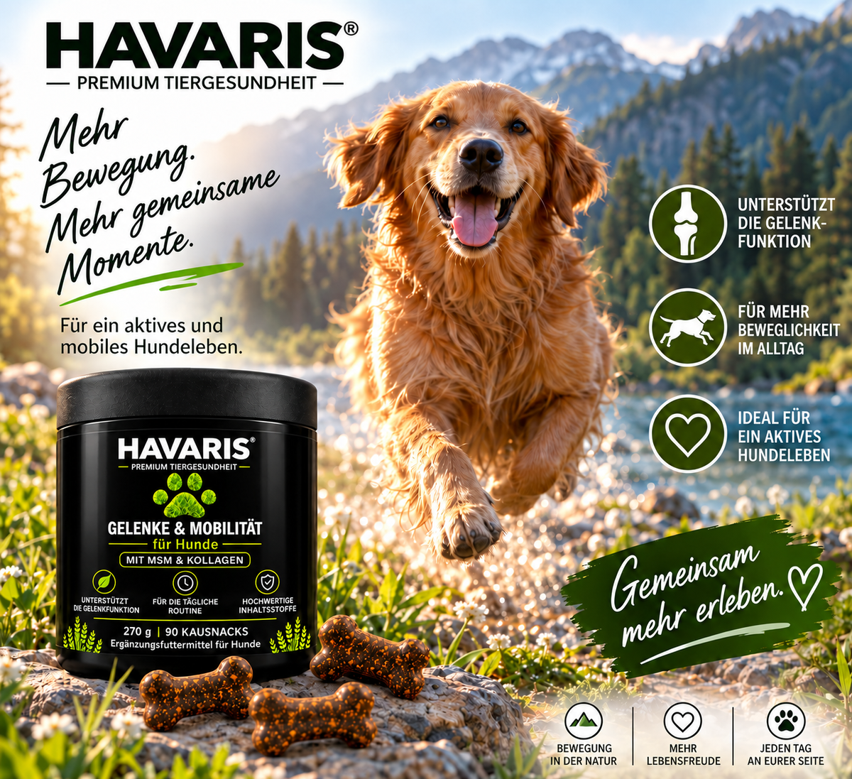 HAVARIS® Gelenke & Mobilität für Hunde | 90 Kausnacks | 270 g