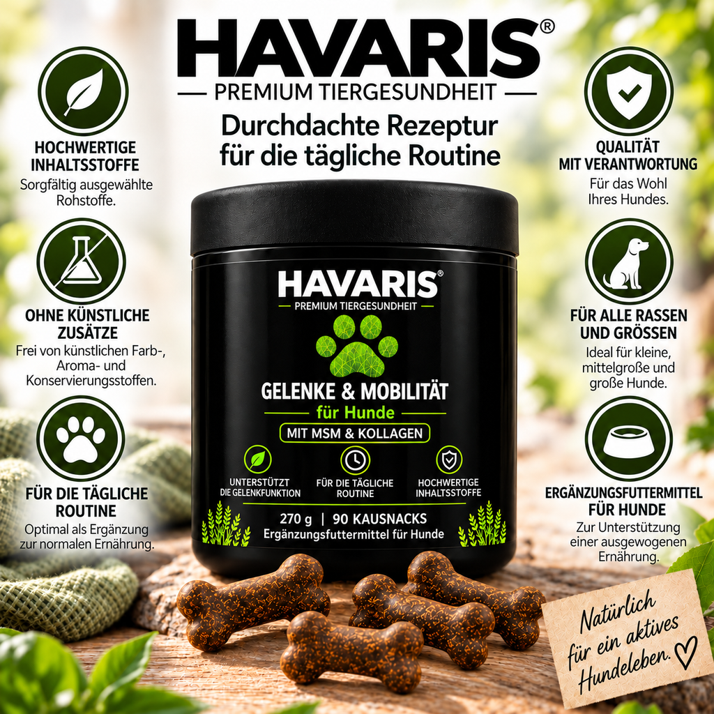 HAVARIS® Gelenke & Mobilität für Hunde | 90 Kausnacks | 270 g
